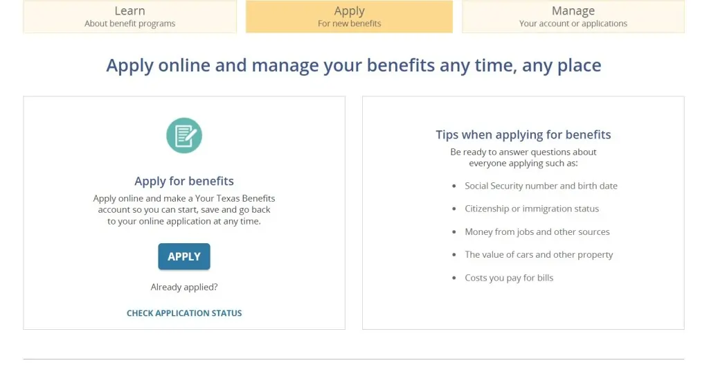 Yourtexasbenefits-benefits-apply